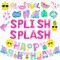 Summer Pool Party Birthday Decorations Set – Foil Balloons, “Splish Splash” Banner, and Hanging Swirls for Girls’ Beach, Tropical, or Hawaiian Luau-Themed Celebrations